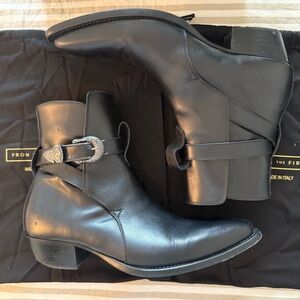 From the First | Diego Black Leather Boot with Buckle Size 44